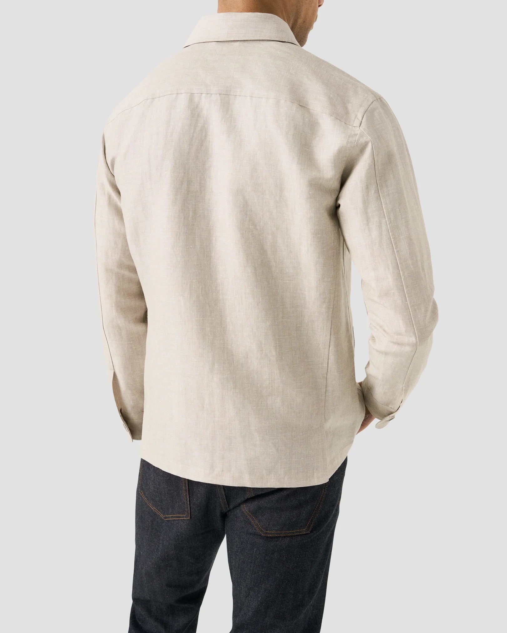 Beige Wool–Linen Chore Overshirt