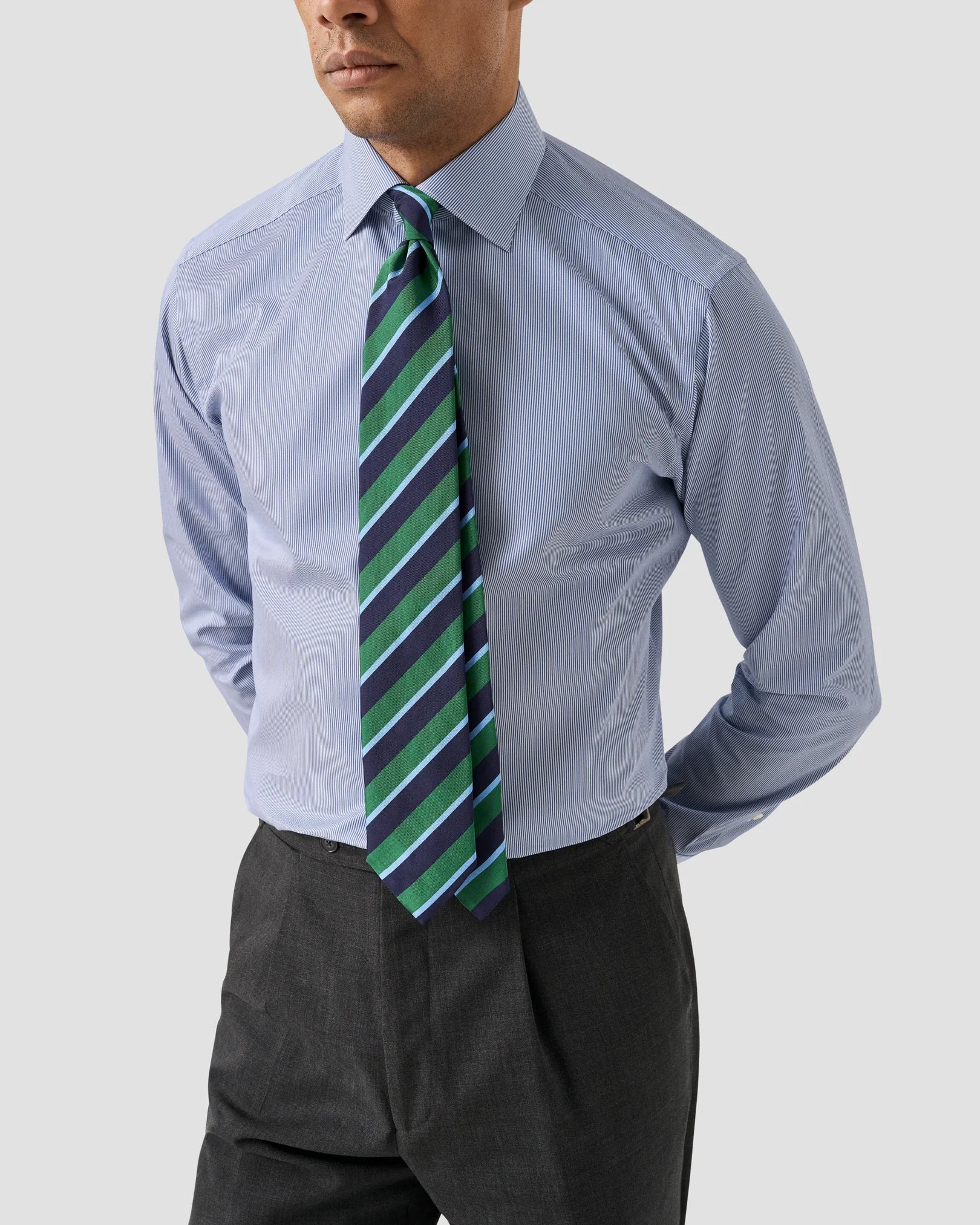 Blue Micro Stripe Supima Shirt – Cutaway Collar