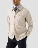 Beige Wool–Linen Chore Overshirt