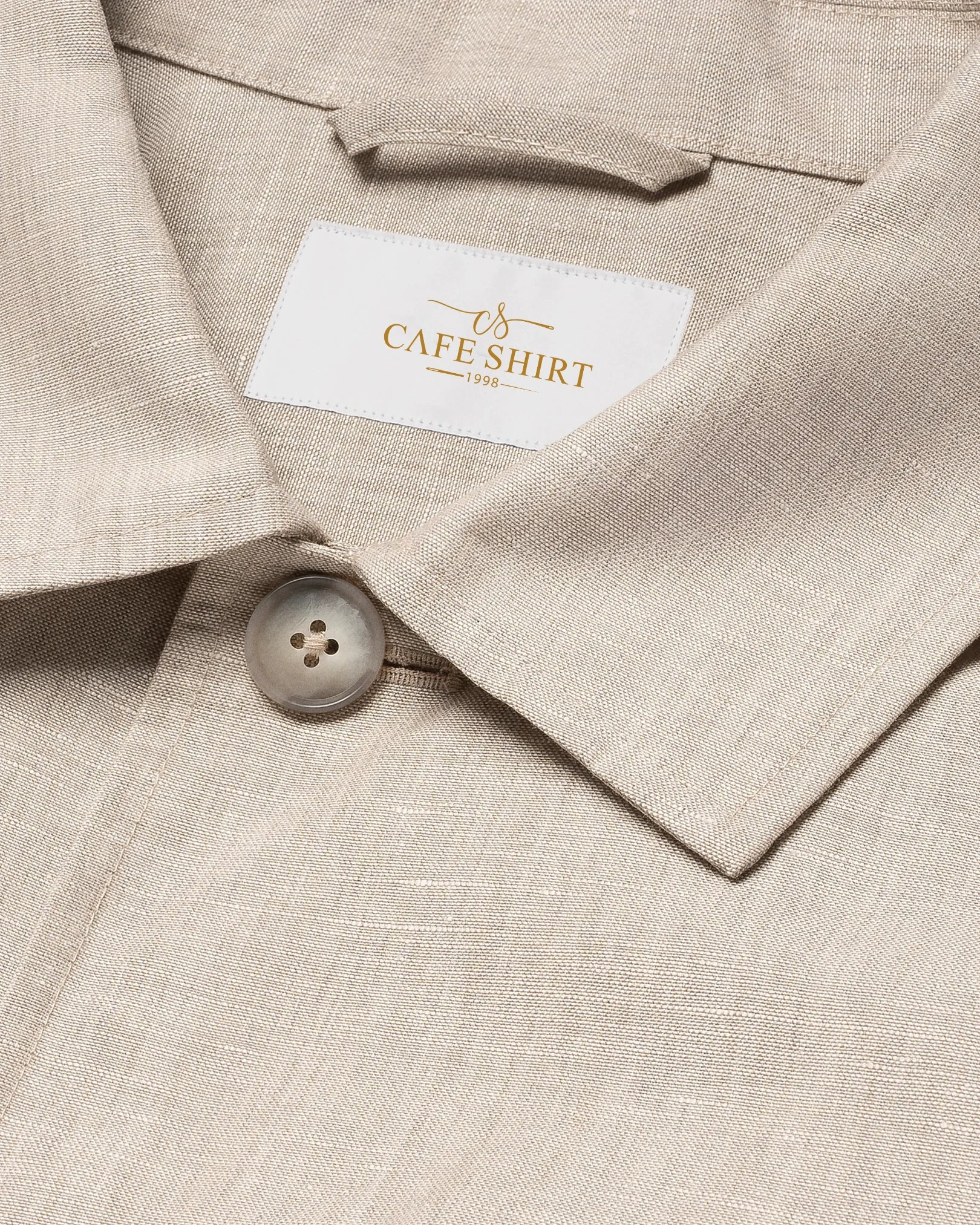 Beige Wool–Linen Chore Overshirt