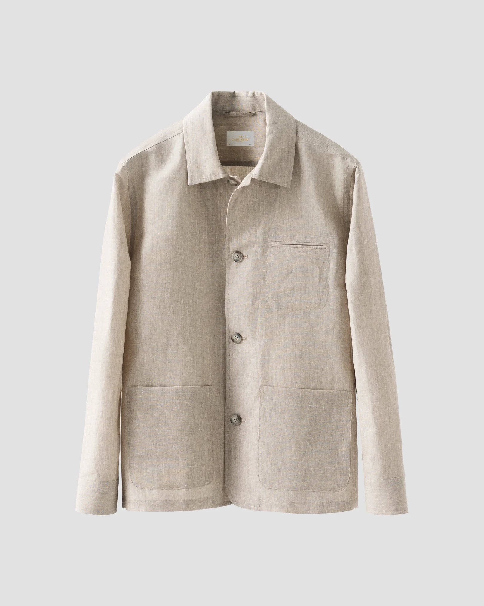 Beige Wool–Linen Chore Overshirt
