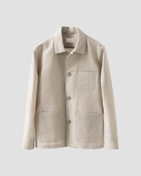 Beige Wool–Linen Chore Overshirt