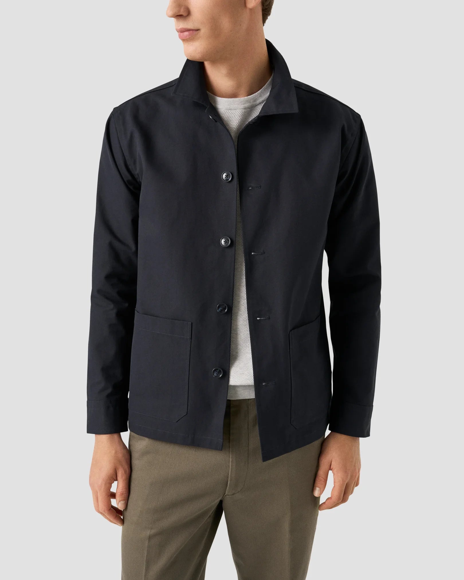 Navy Blue Canvas Overshirt