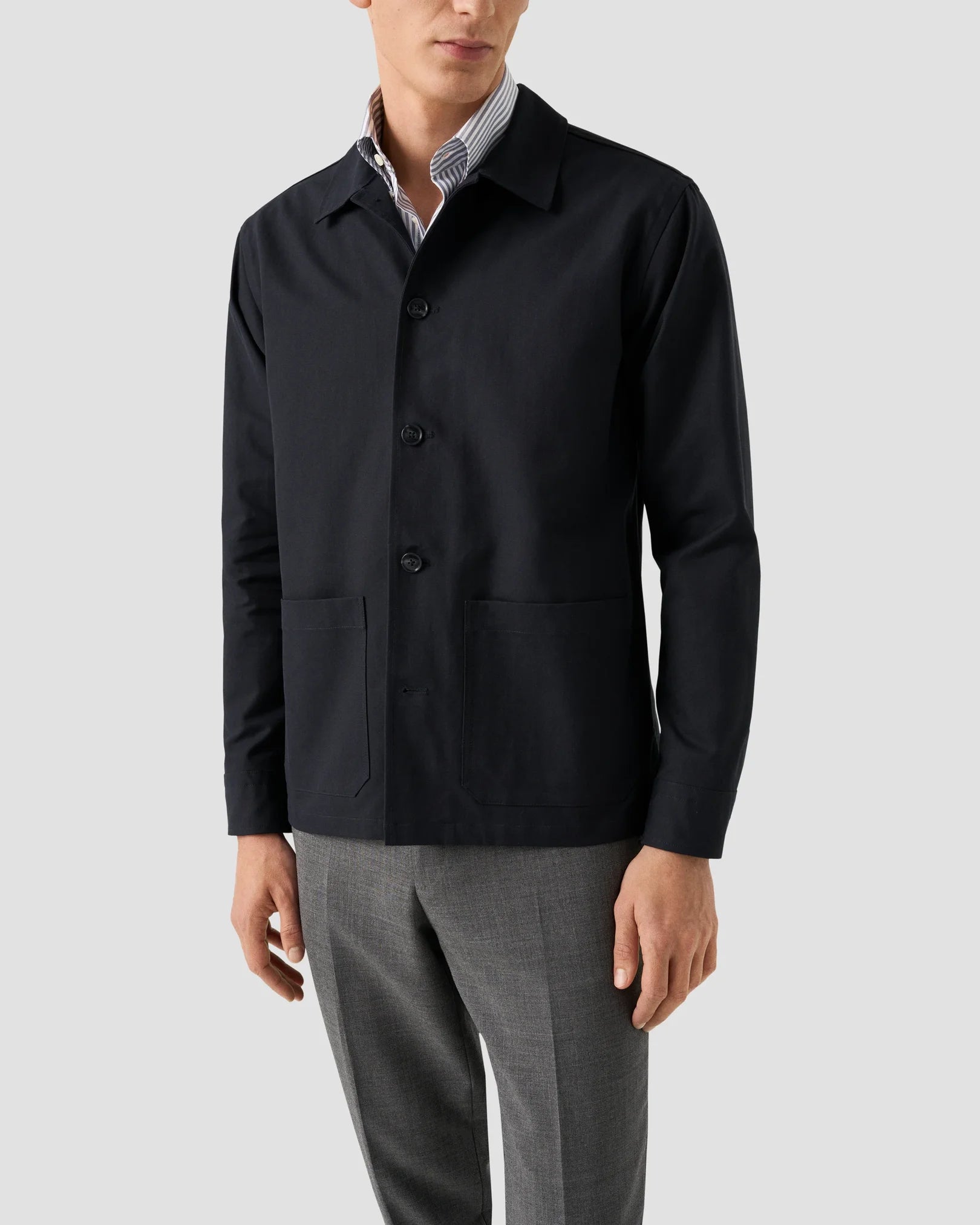 Navy Blue Canvas Overshirt