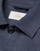 Navy Blue Four-Pocket Linen Overshirt